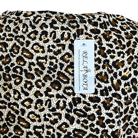 Reta Bota Cheetah Print Long Sleeve Maxi Dress. Brown Tan Size 3XL #1128 - Picture 2 of 6